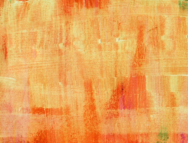 Yellow - red hand-painted brush stroke painted canvas daub background — Stock Photo, Image