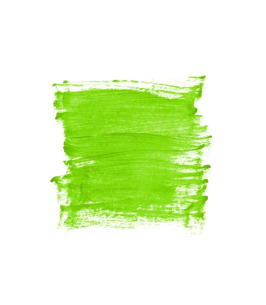 Parlak yeşil el boyalı fırça darbeleri çekilmiş — Stok fotoğraf