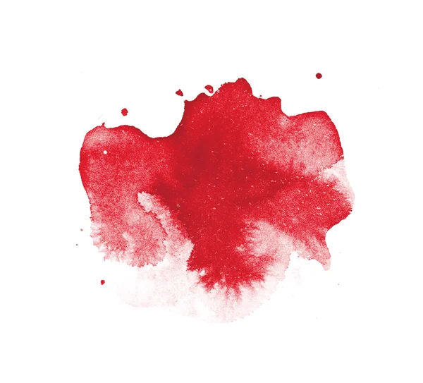 Mancha aquarela vermelha isolada abstrata — Fotografia de Stock