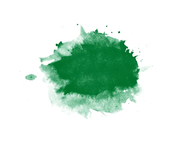 Abstraktní akvarel izolované zelenou skvrnu — Stock fotografie