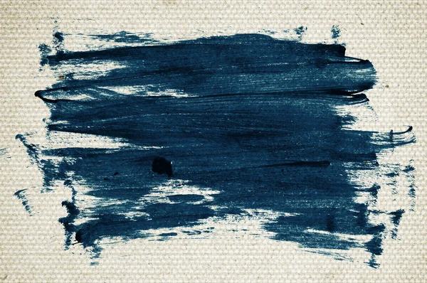 Blue abstract hand-painted brush stroke daub over vintage old paper — Stock Photo, Image