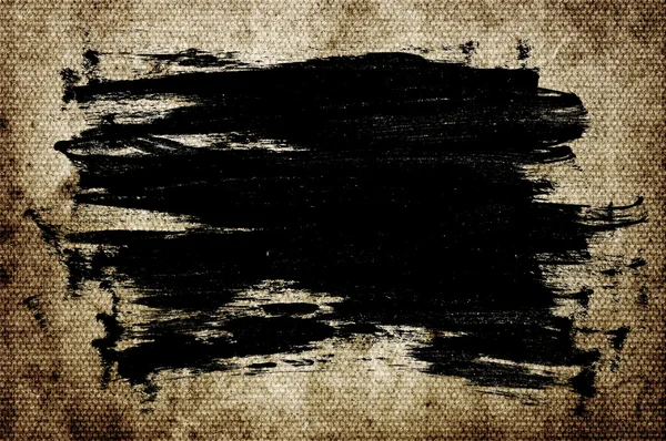 Zwarte abstracte handgeschilderde borstel beroerte daub over vintage grungy achtergrond — Stockfoto