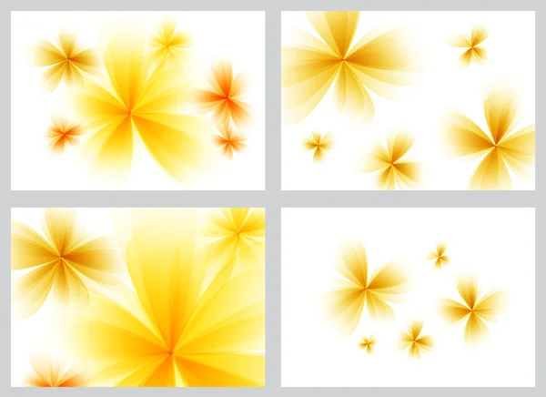 黄色の抽象的な花模様の背景のセット — ストック写真