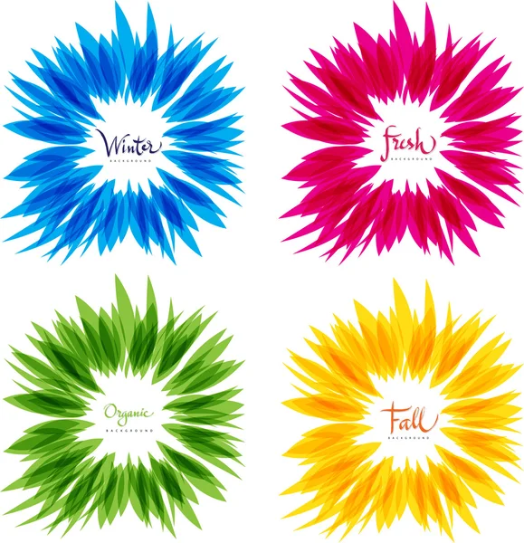 Set of abstract floral shapes, yellow blue green and red — Stock Photo, Image