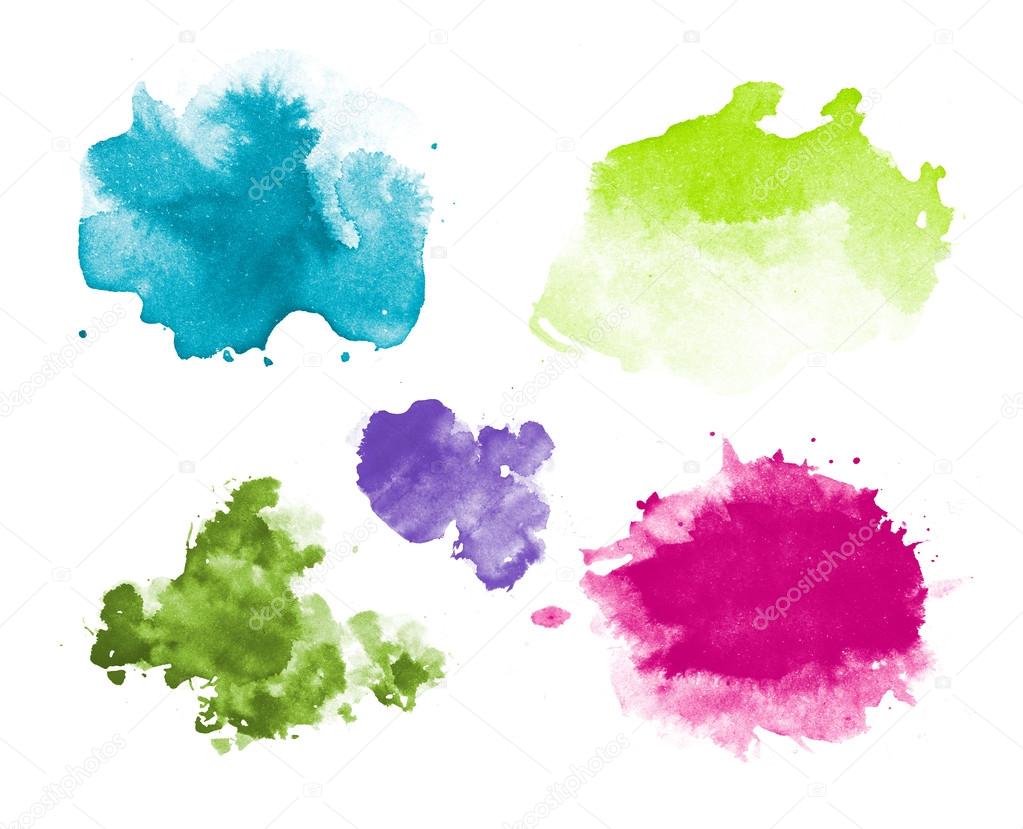 Abstract isolated watercolor stains