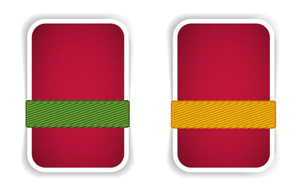 Banderas texturizadas de tela roja con botones de tela —  Fotos de Stock