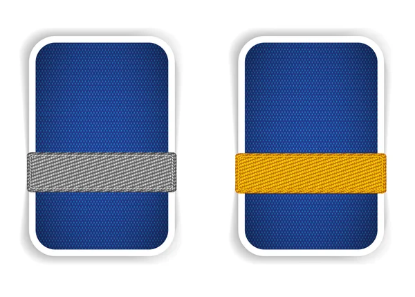 Bandeiras texturizadas de tecido azul com botões de tecido — Fotografia de Stock