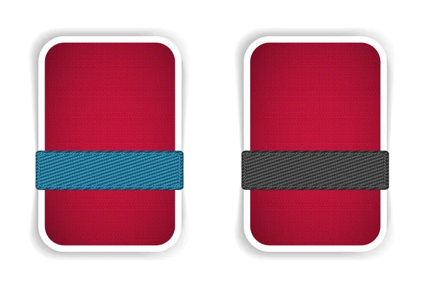 Red fabric textured banners with fabric buttons — Stock Photo, Image