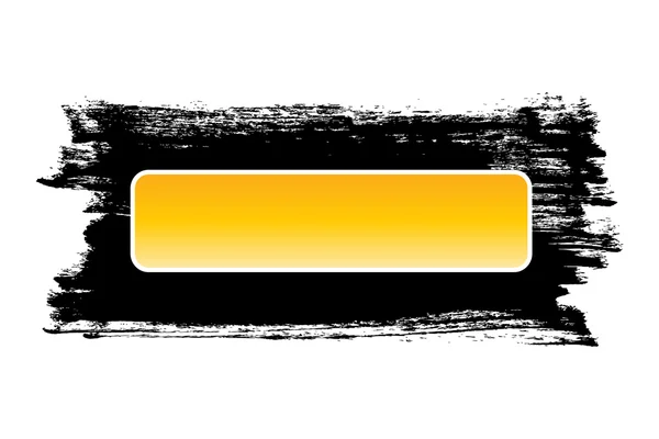 Bright yellow sticker banner on hand-painted black daub backdrop — Stock Photo, Image