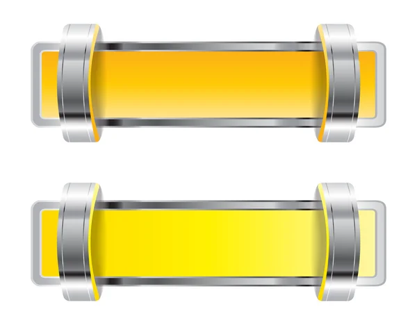 Yellow shiny metallic chrome badge with brackets — 图库照片