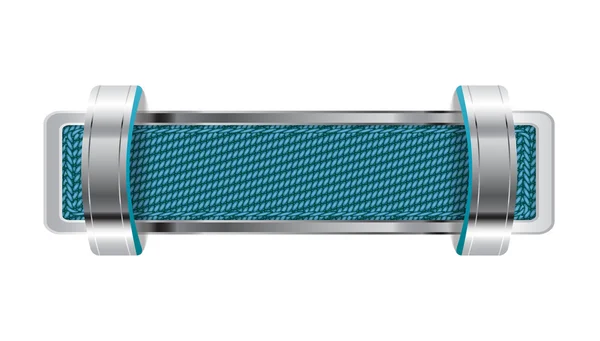 Insignia de cromo metálico brillante azul con tela y soportes — Foto de Stock