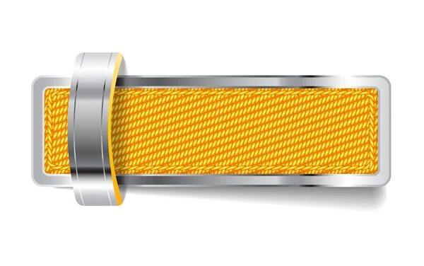 Yellow shiny metallic chrome badge with fabric and bracket — Stock Photo, Image
