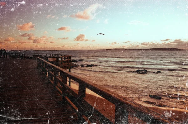 Vintage φωτογραφία αναξιοπαθούντα: θάλασσα ακτή — Φωτογραφία Αρχείου