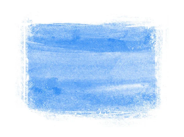 Blå hand målade akvarell bakgrunden med grungy gränsen — Stockfoto
