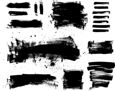 El boyaması fırça darbelerinin siyah grungy vektör koleksiyonu