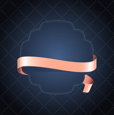 pembe kurdele ile vektör vintage koyu mavi etiket