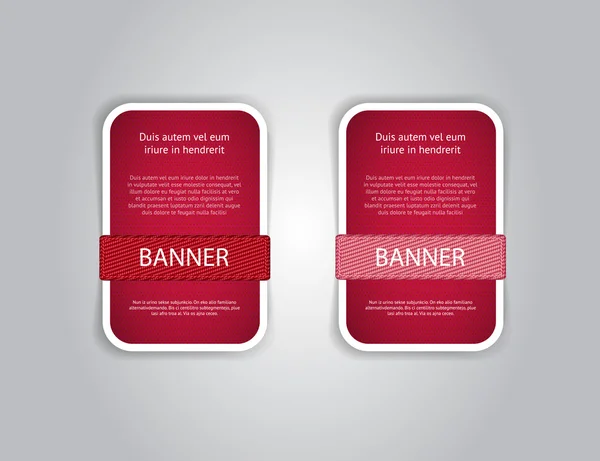 Rode vector weefsel geweven banners met stof knoppen — Stockvector