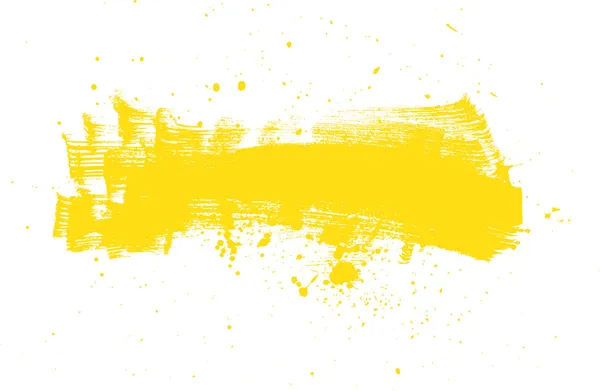 Yellow vector abstract brush strokes composition with paint splatter — Stock Vector