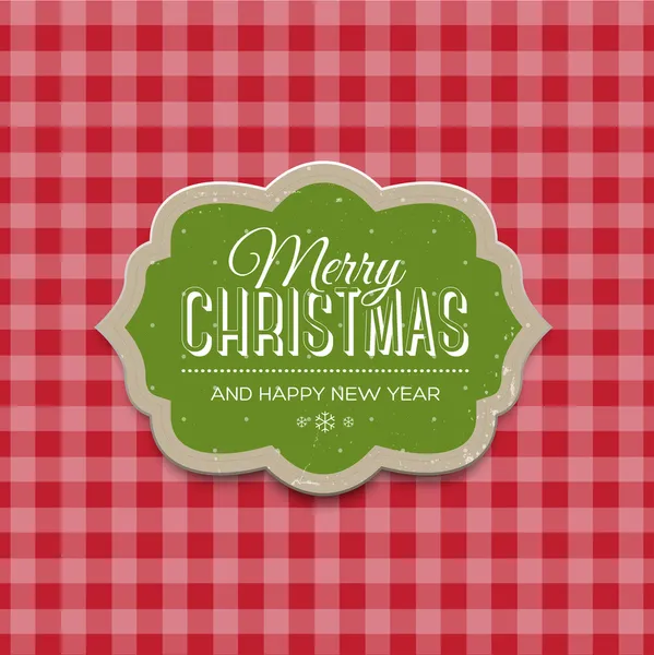 Vektor vintage kartong stansade jul hälsningskort över en söt röd bakgrund — Stock vektor