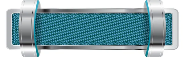 Blå blank metallic chrome vektor badge med tyg och fästen — Stock vektor