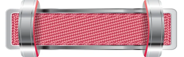 Badge vettoriale cromato metallizzato lucido rosa con tessuto e staffe — Vettoriale Stock