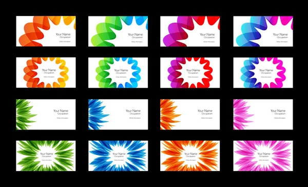 Set of sixteen vector abstract business card templates — Stock Vector