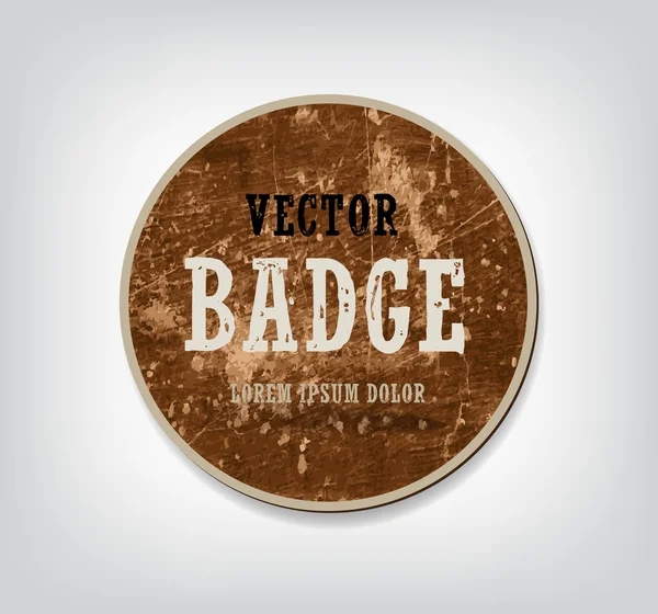 Vector vintage brown round weathered cardboard badge — Stock Vector