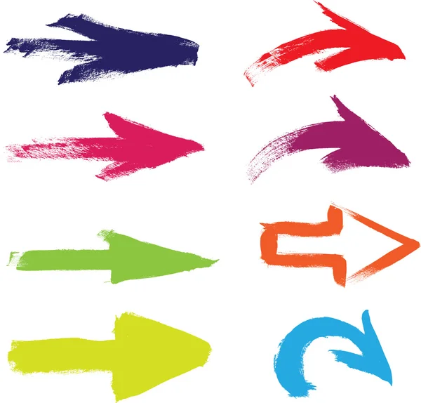 Collection de flèches de coup de pinceau peintes à la main vecteur Colorfur — Image vectorielle