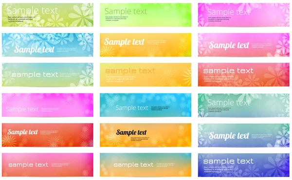 Set of 18 colorful bright vector banners with smooth floral backgrounds — Stock Vector