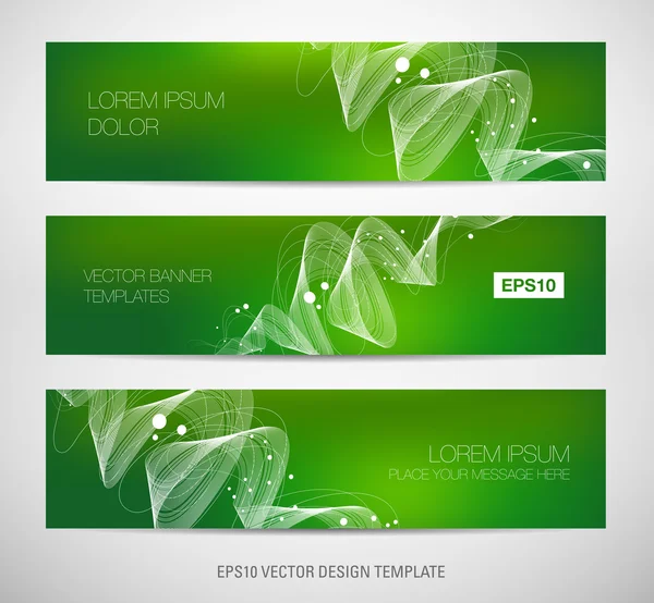 Grön abstrakt dynamisk våg banners — Stock vektor