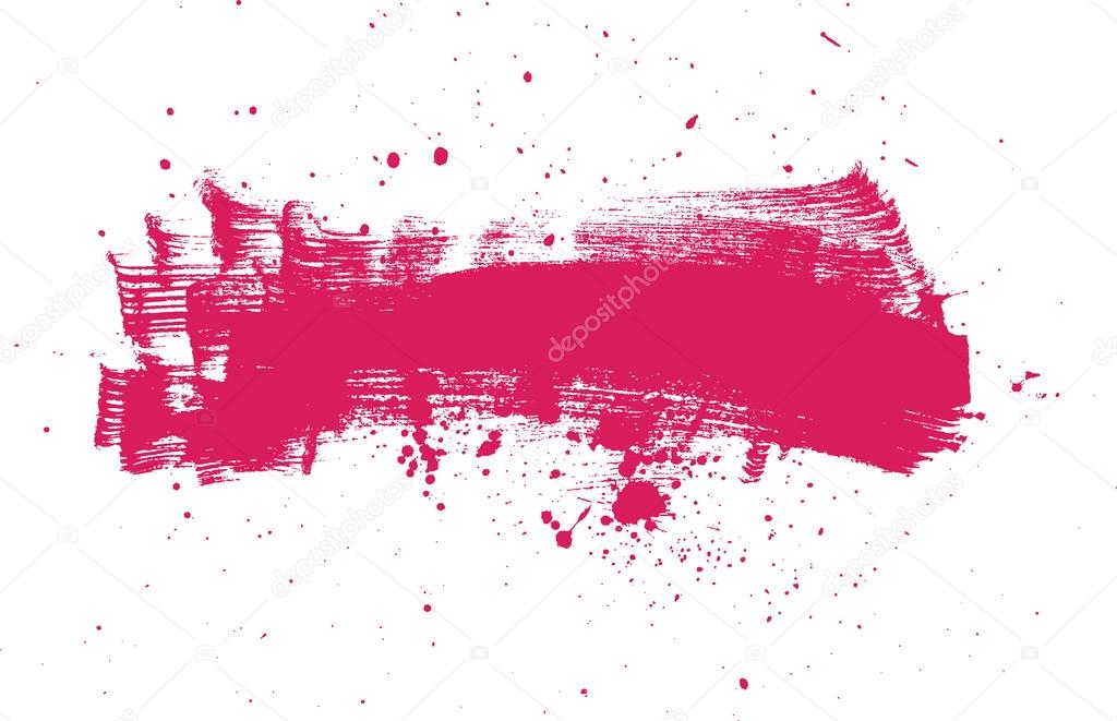 Pink vector abstract brush strokes composition with paint splatter