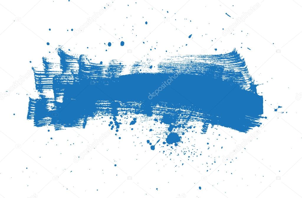 Blue vector abstract brush strokes composition with paint splatter