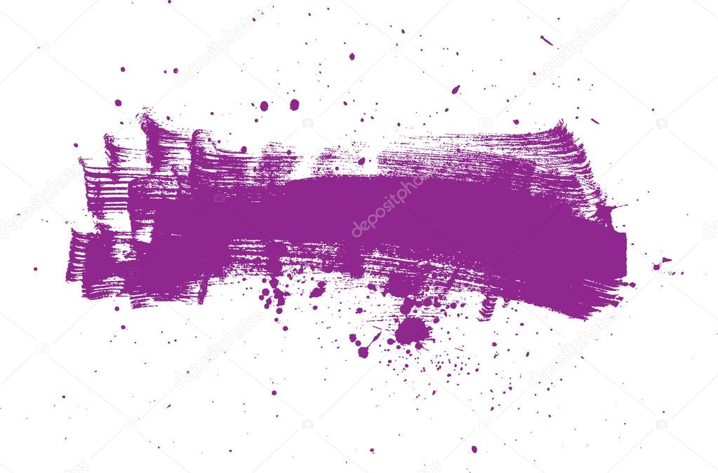 Purple vector abstract brush strokes composition with paint splatter