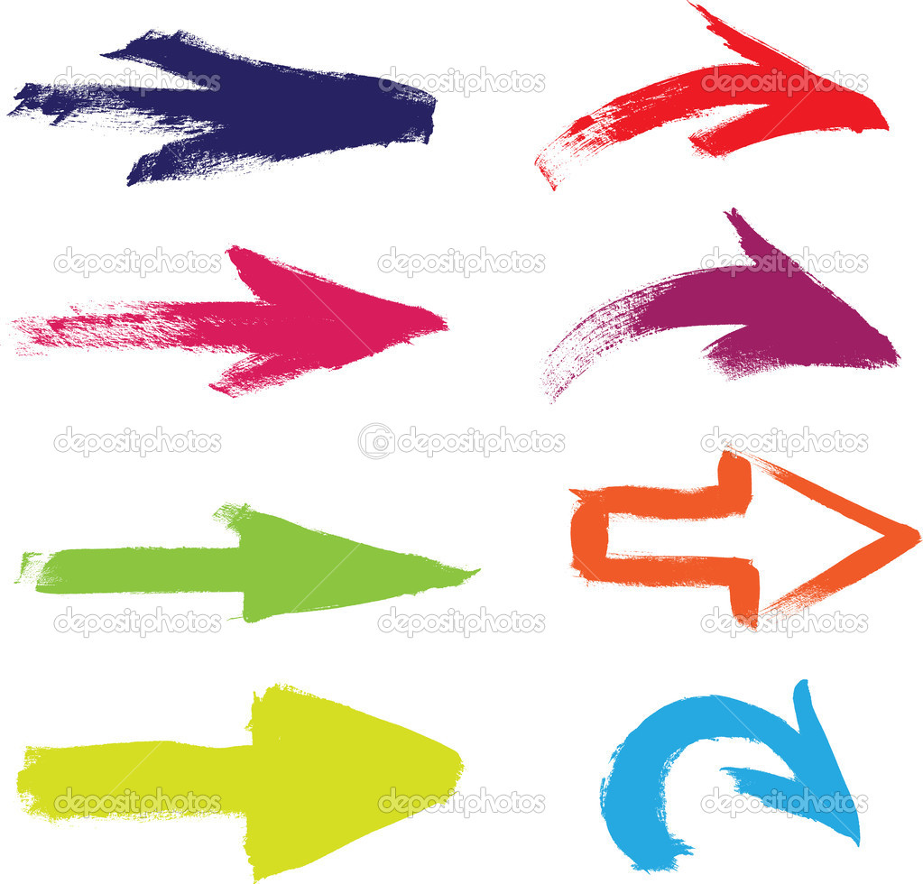 Colorfur vector hand-painted brush stroke arrows collection