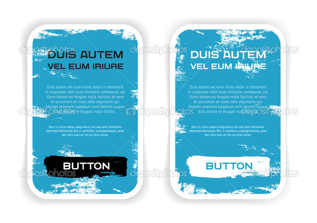 Two blue vector grungy rectangular paper stickers