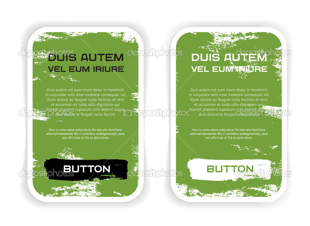 Two green vector grungy rectangular paper stickers