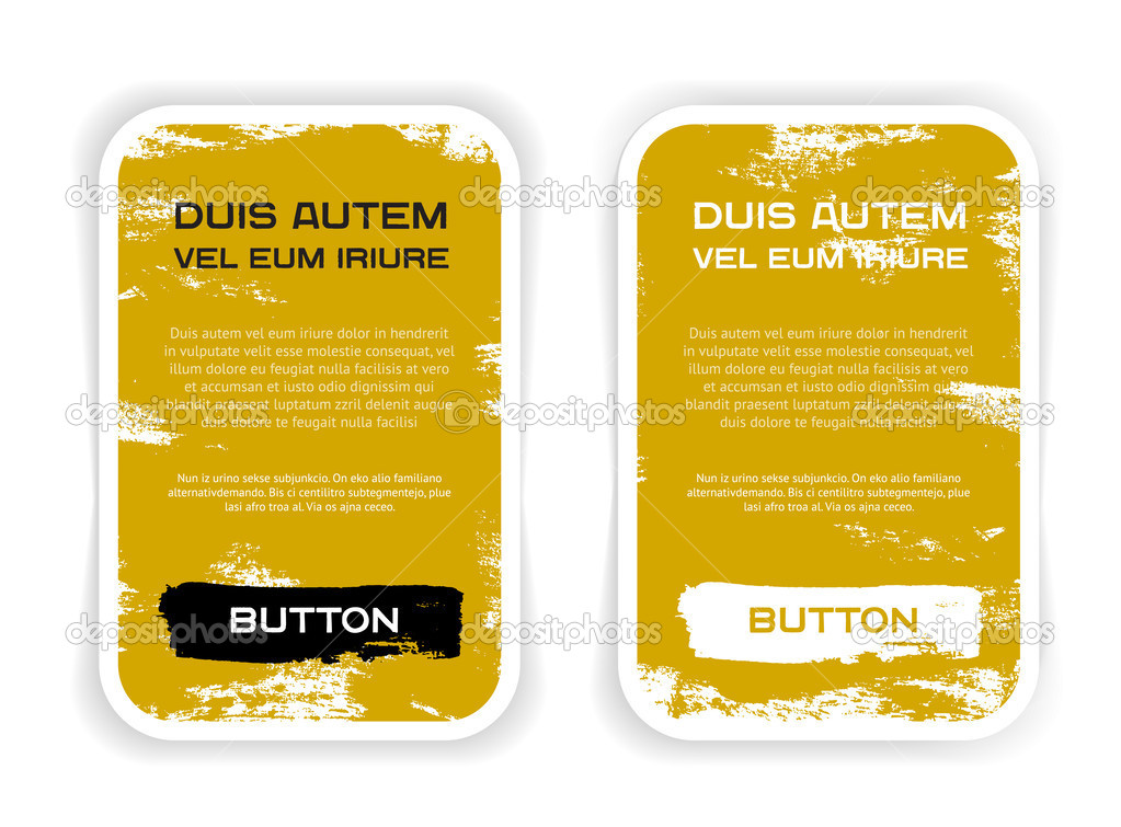 Two yellow vector grungy rectangular paper stickers