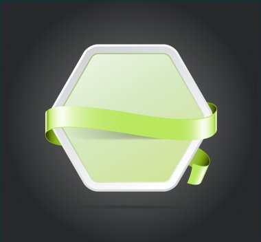 soluk yeşil ipek kurdele ile vektör altıgen plastik afiş