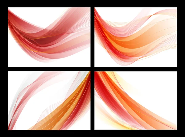 Bright red vector abstract smooth backgrounds set — Stock Vector