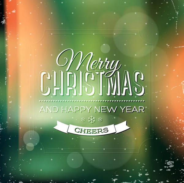 Carte de vœux de Noël vintage vectorielle sur fond flou photographique — Image vectorielle
