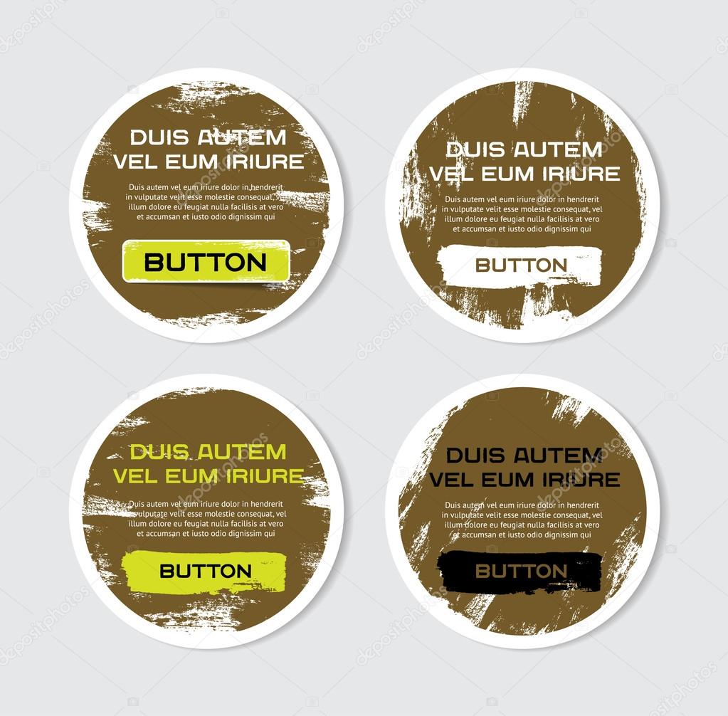 Four khaki vector grungy round paper stickers