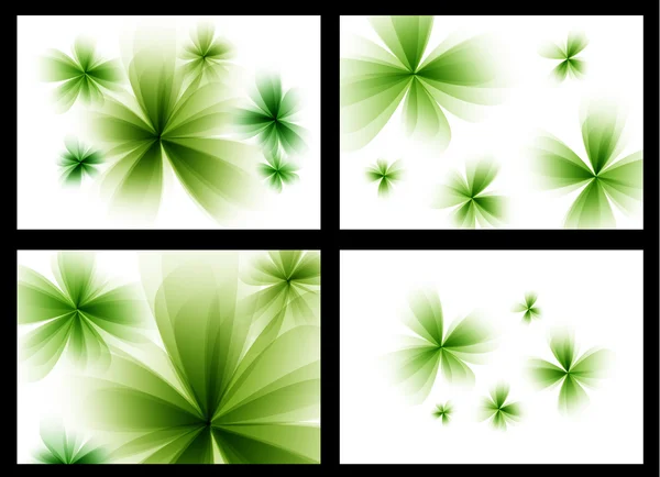 Abstracte gestileerde groene vector bloemen set. — Stockvector