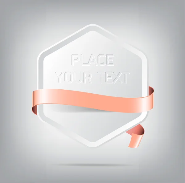 Bannière vectorielle hexagonale en plastique avec ruban soyeux rose pâle — Image vectorielle