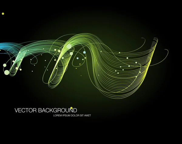 Vector dark abstract dynamic wave background — Stock Vector