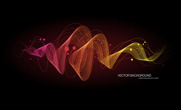 Vector dark abstract dynamic wave background — Stock Vector