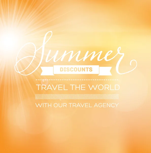 Vector blurry soft orange summer poster with photographic bokeh effect. — Stock Vector