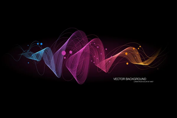 Vector dark abstract dynamic wave background — Stock Vector