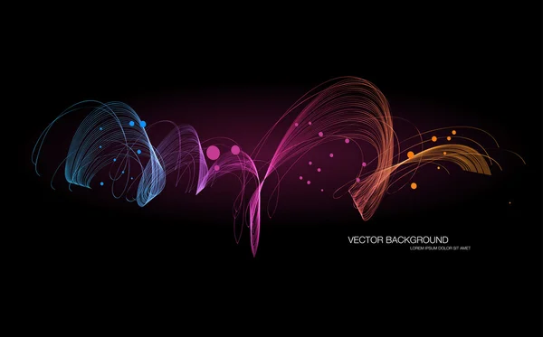 Vector dark abstract dynamic wave background — Stock Vector