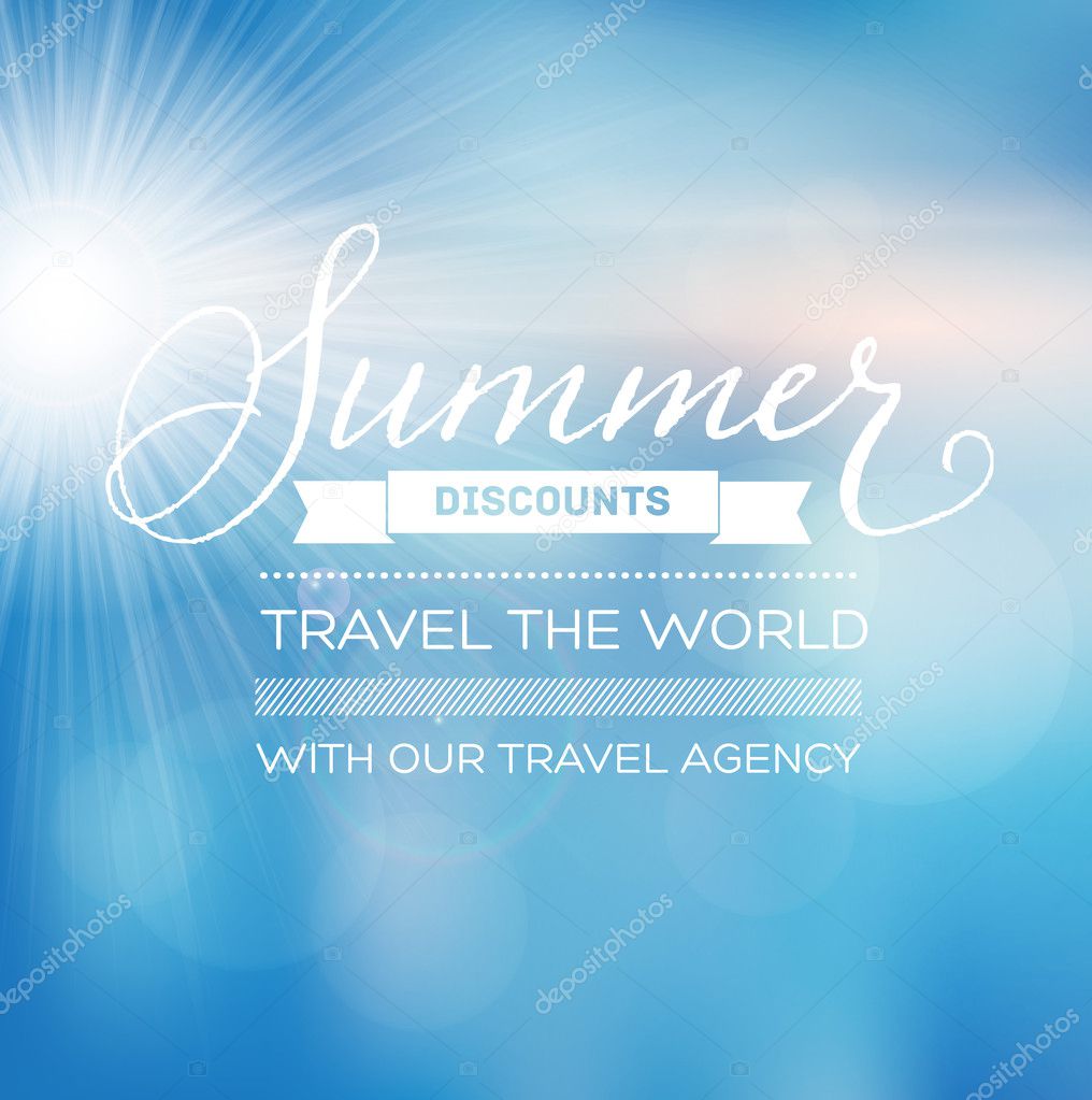 Vector blurry soft summer poster with photographic bokeh effect and bright shining sun.