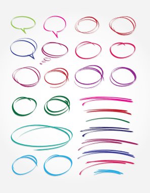 Vector hand drawn frames and bubbles collection clipart